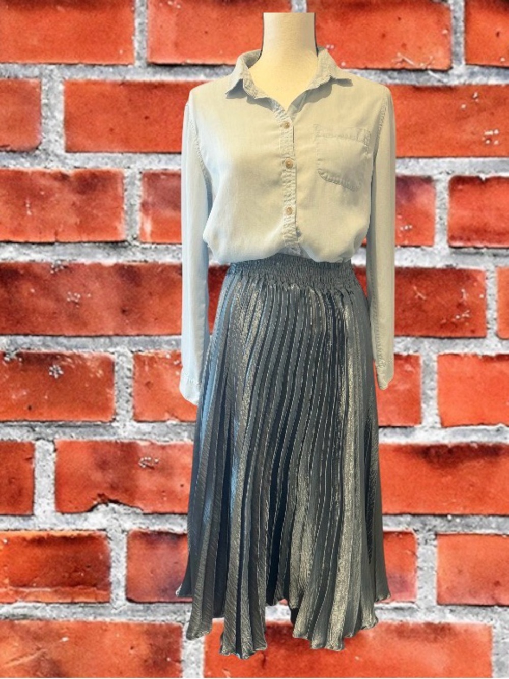 HD in Paris by Anthropologie GIGi metallic pleated satin skirt women’s size XS